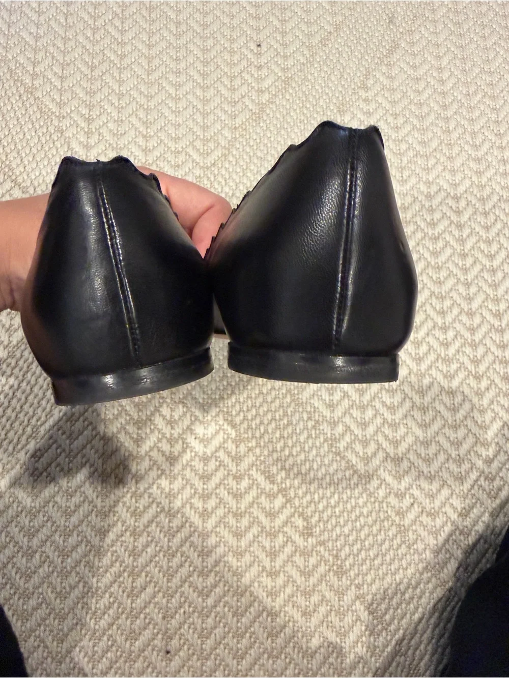 Chloé Black Scalloped Leather Ballet Flats